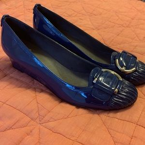 Stuart Weitzman patent leather wedges